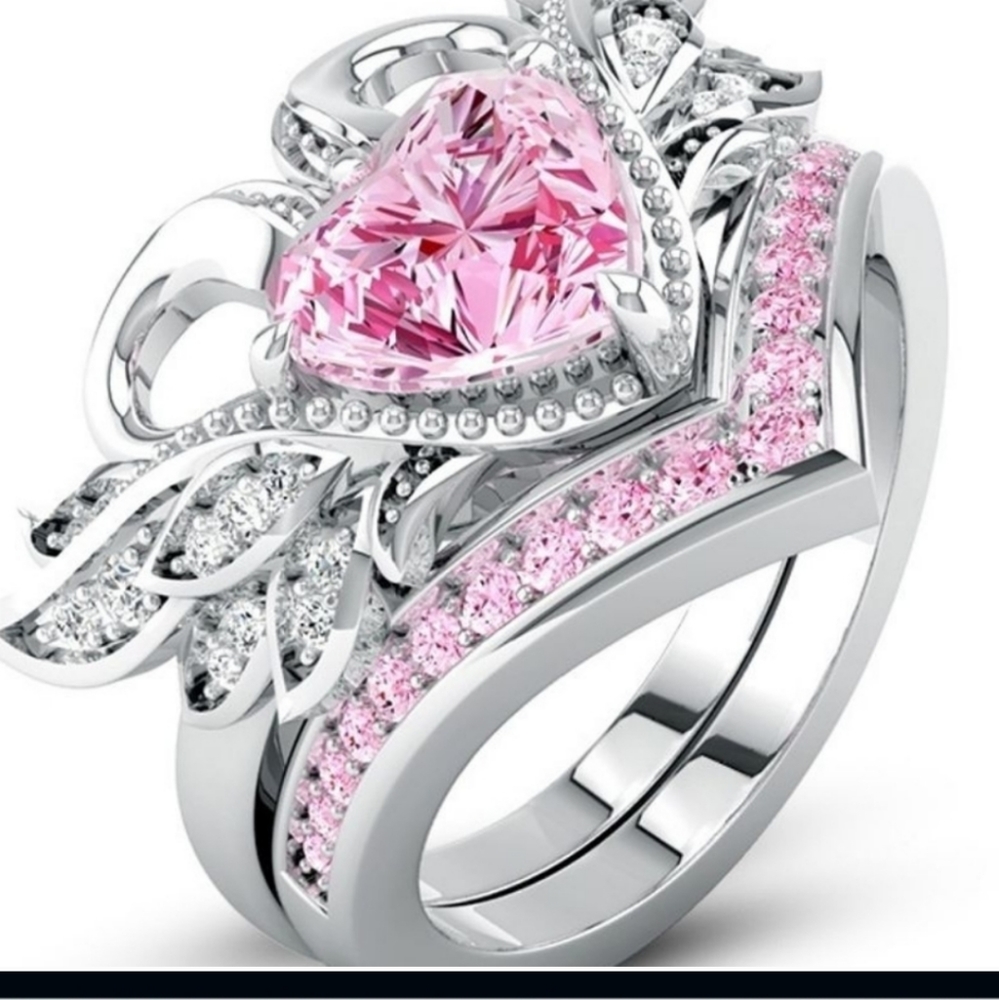 (3)Luxury Diamond engagement ring set 💍💕 2 swans side by side